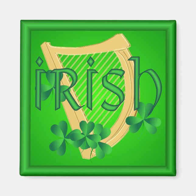Harpe irlandaise et aimant Shamrock (Devant)