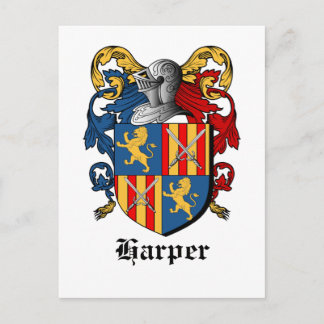 HARPER COAT ARMS - harper family crest Postcard