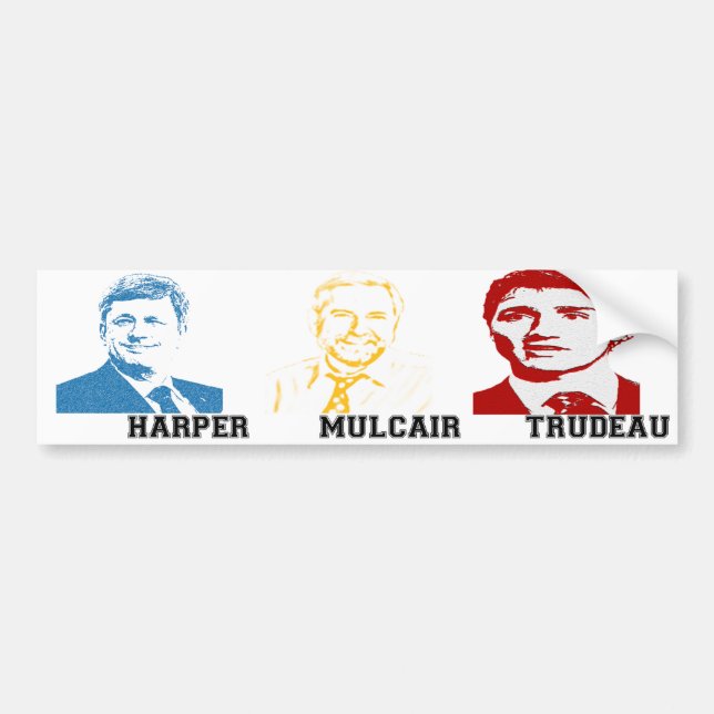 Harper Mulcair Trudeau Bumper Sticker (Front)