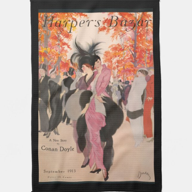 Harper's Bazaar fall fashion 1913 art deco Kitchen Towel (Creator Uploaded)