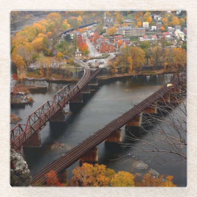 Harpers Ferry in the Fall Glass Coaster (Front)