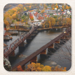 Harpers Ferry in the Fall Square Paper Coaster