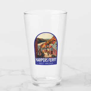 Harpers Ferry West Virginia Travel Art Vintage Glass