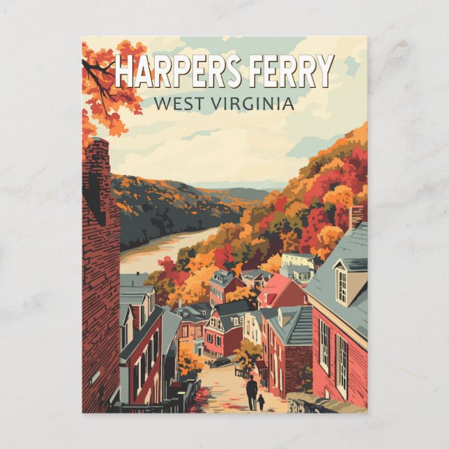 Harpers Ferry West Virginia Travel Art Vintage Postcard (Front)