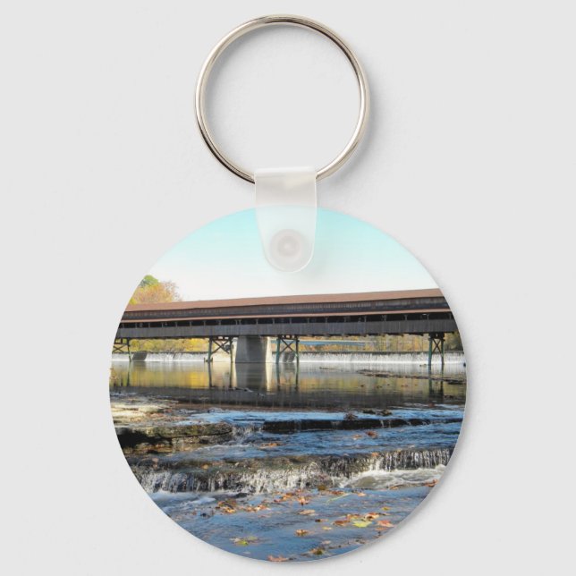 Harpersfield Covered Bridge Ashtabula County Ohio Keychain (Front)
