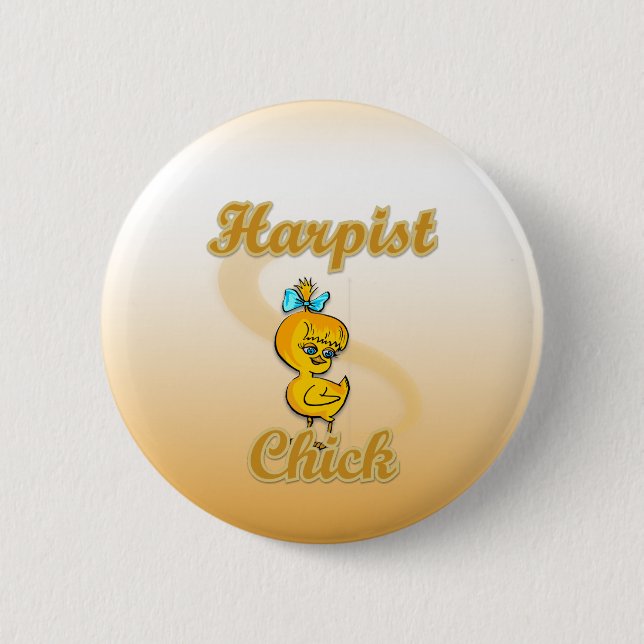 Harpist Chick 2 Inch Round Button (Front)