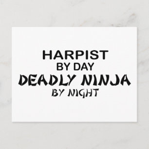 Harpist Deadly Ninja by Night Postcard