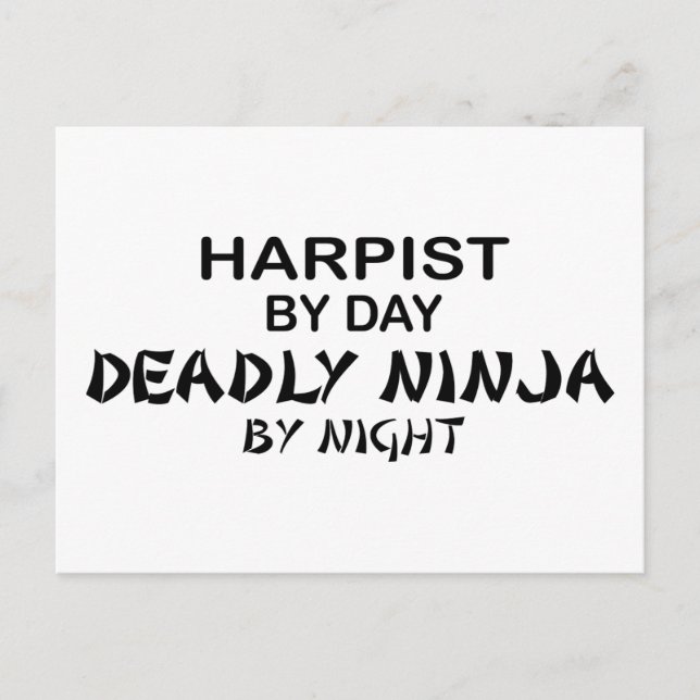 Harpist Deadly Ninja by Night Postcard (Front)
