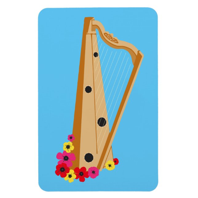 Harpist Floral Harp Pretty Magnet (Vertical)