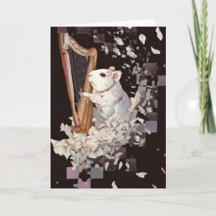 Harpist Rat Greeting Card – Minimal Elegance