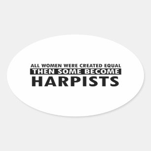 harpists music designs oval sticker