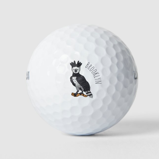 Harpy eagle cartoon illustration golf balls (Front)