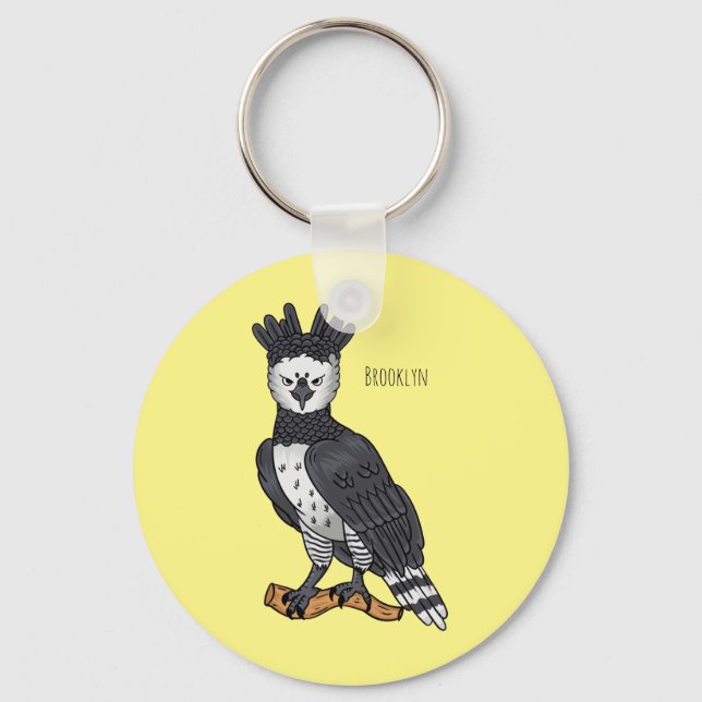 Harpy eagle cartoon illustration  keychain (Front)
