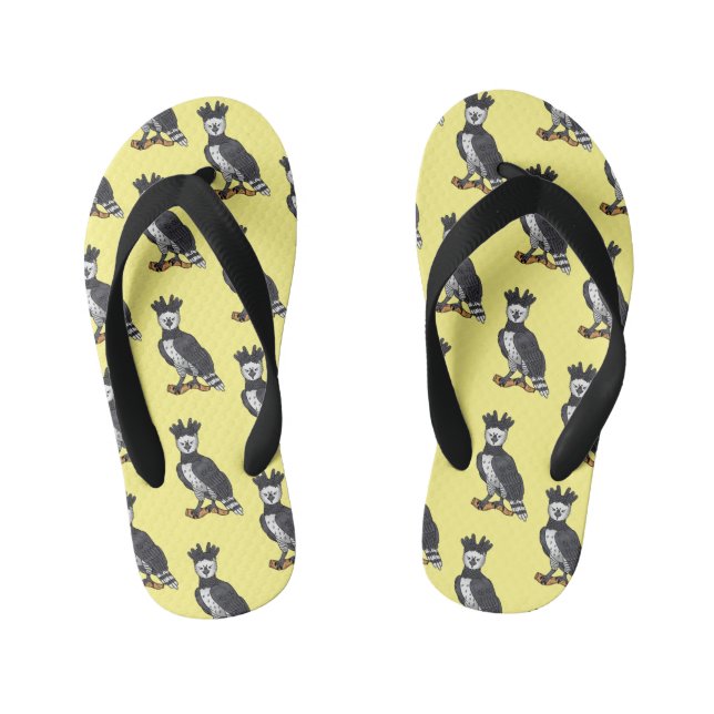 Harpy eagle cartoon illustration  kid's flip flops (Footbed)
