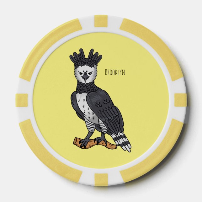 Harpy eagle cartoon illustration  poker chips (Front)
