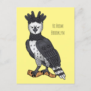 Harpy eagle cartoon illustration postcard