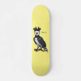Harpy eagle cartoon illustration  skateboard