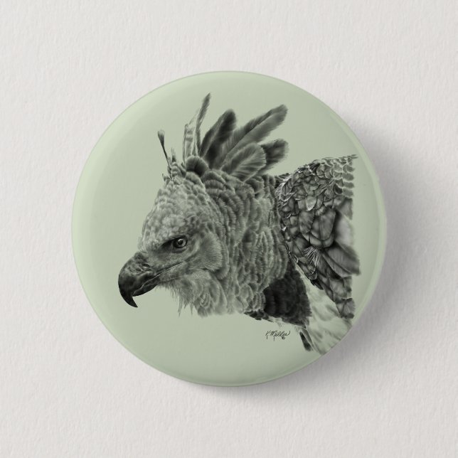 Harpy Eagle Drawing 2 Inch Round Button (Front)