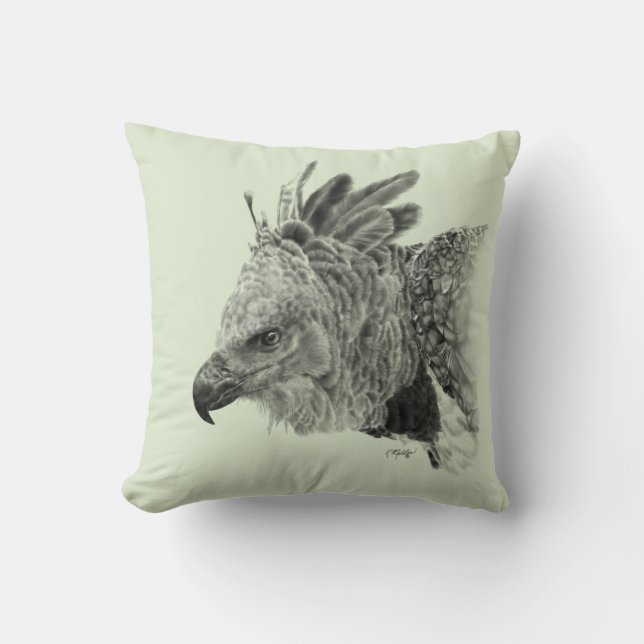 Harpy Eagle Drawing Throw Pillow (Front)