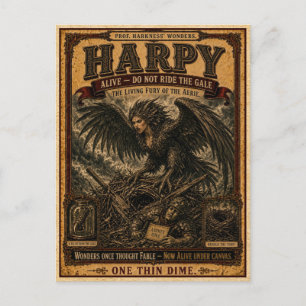 Harpy, Vintage Circus Monster Postcard