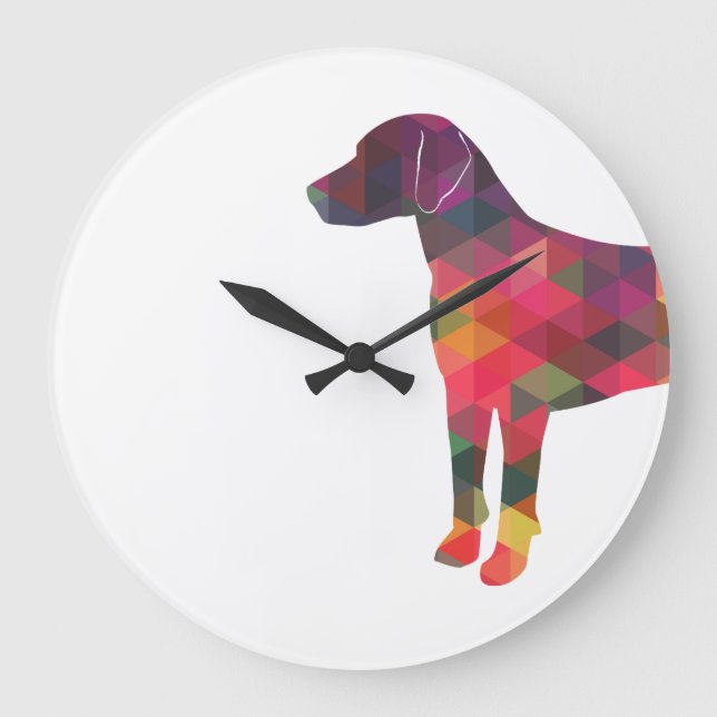 Harrier Dog Colorful Geometric Pattern Silhouette Large Clock (Front)