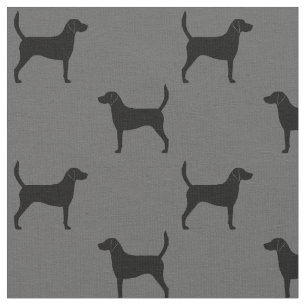 Harrier Dog Silhouettes Grey and Black Patterned Fabric