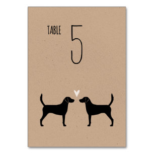 Harrier Dog Silhouettes Wedding Reception Table Number