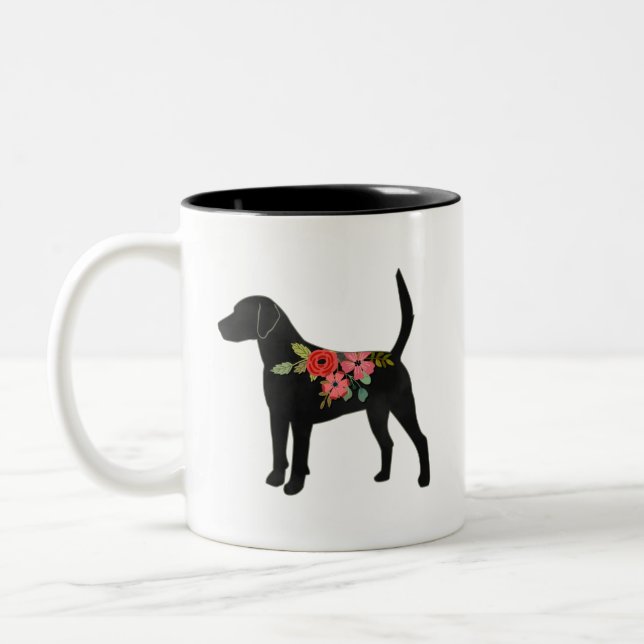 Harrier or Beagle Dog Breed Boho Silhouette Two-Tone Coffee Mug (Left)