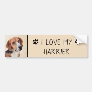 Harrier Painting - Cute Original Dog Art Bumper Sticker