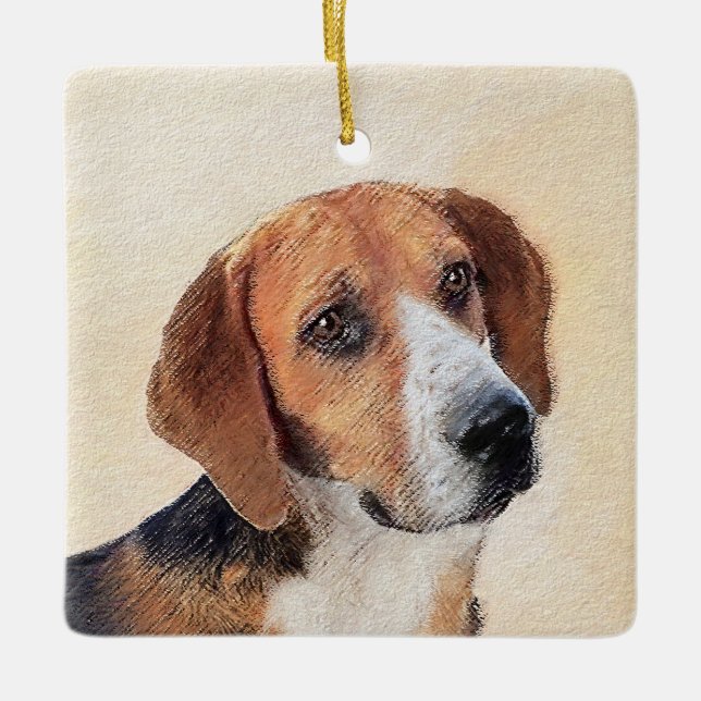 Harrier Painting - Cute Original Dog Art Ceramic Ornament (Front)