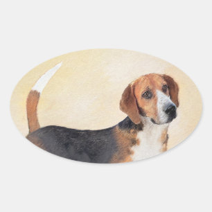 Harrier Painting - Cute Original Dog Art Oval Sticker