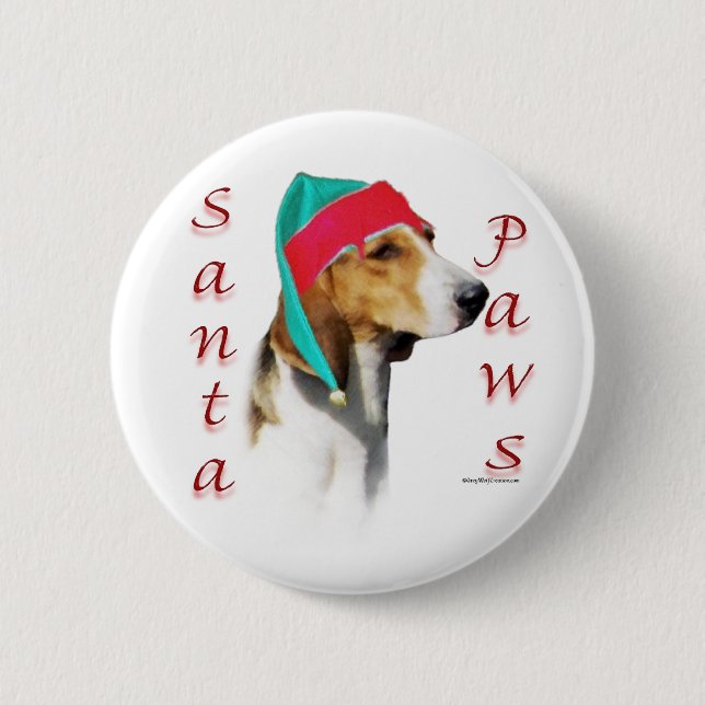 Harrier Santa Paws 2 Inch Round Button (Front)