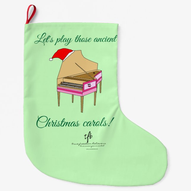 Harriet Harpsichord Christmas Carols Large Christmas Stocking (Front)