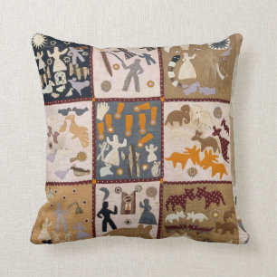 Harriet Powers - Pictoral Quilt 1898 Throw Pillow