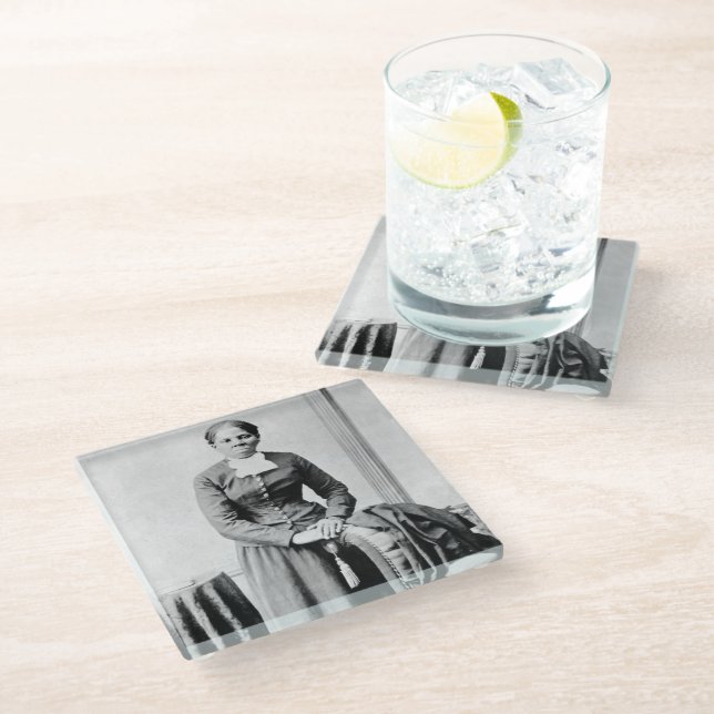 Harriet Tubman Conductor Underground Railroad Glass Coaster (Angled)