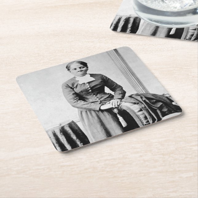 Harriet Tubman Conductor Underground Railroad Square Paper Coaster (Angled)