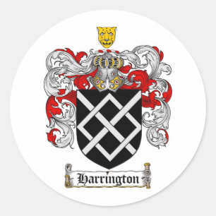 HARRINGTON FAMILY CREST -  HARRINGTON COAT OF ARMS CLASSIC ROUND STICKER
