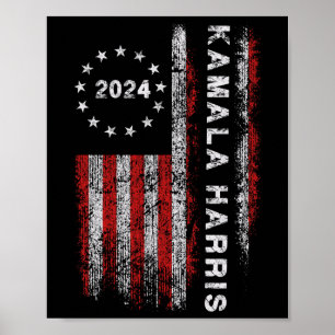 Harris 2024 American Flag Kamaka Supporter 1 Poster