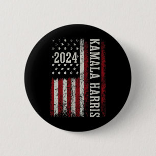 Harris 2024 American Flag Kamaka Supporter 2 Inch Round Button