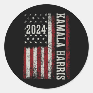 Harris 2024 American Flag Kamaka Supporter Classic Round Sticker