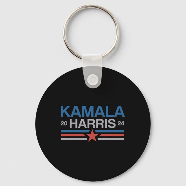 Harris 2024 Bold Retro Stripe Star  Keychain (Front)