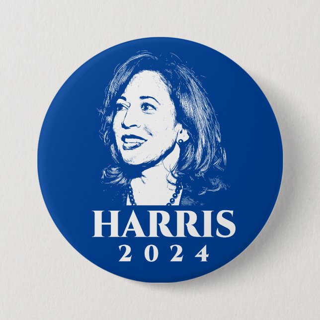 Harris 2024 kamala election campaign photo 3 inch round button (Front)