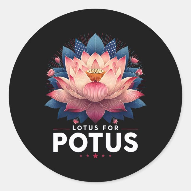 Harris 2024 Lotus For Potus Trending President  Classic Round Sticker (Front)