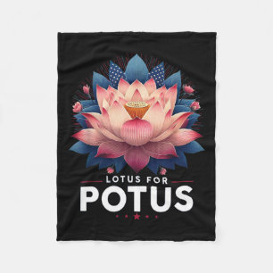 Harris 2024 Lotus For Potus Trending President Fleece Blanket