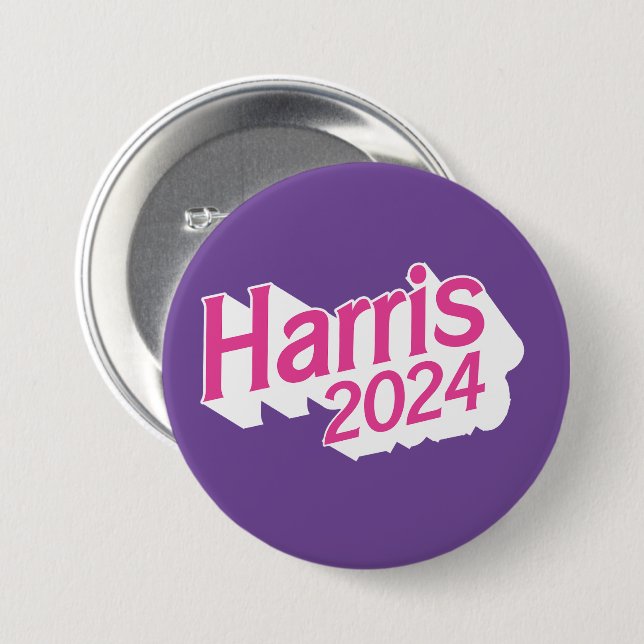 Harris 2024 Pink and Purple Colourful 3 Inch Round Button (Front & Back)