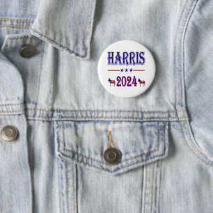Harris 2024 Pres Democrat Donkeys USA Flag 2 Inch Round Button