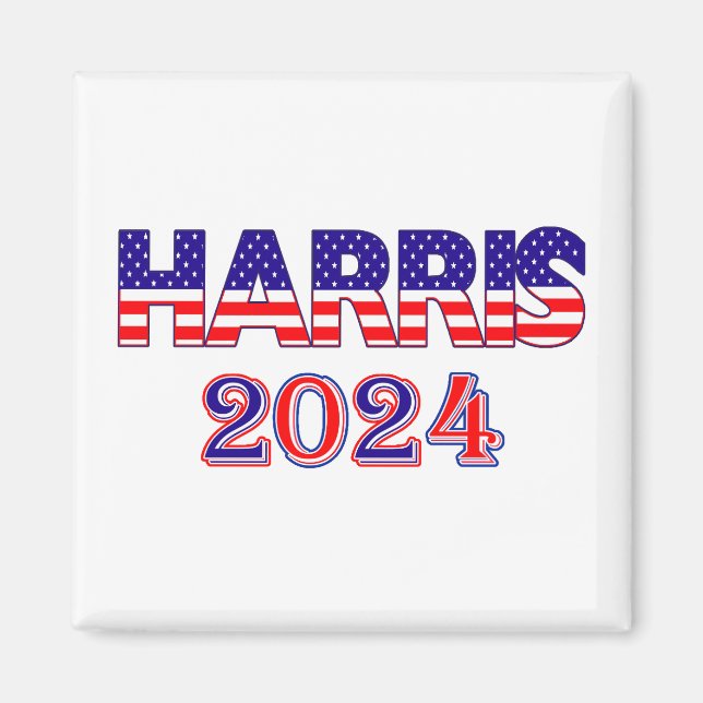 Harris 2024 President Democrat USA Flag Text Magnet (Front)