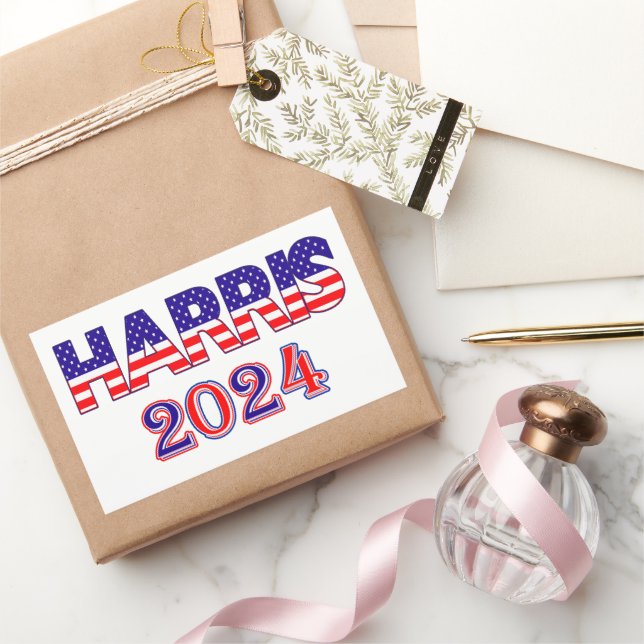 Harris 2024 President Democrat USA Flag Text Sticker (Gifting)