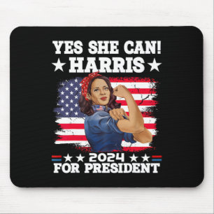 Harris 2024 President Election Kamala Yes She Can Mouse Pad