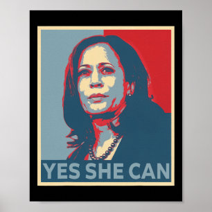 Harris 2024 President Election Kamala Yes She Can Poster